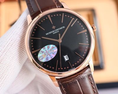 MKS Factory Vacheron Constantin Patrimony 40*9mm 9015 Movement Rose Gold Case Black Face Watch